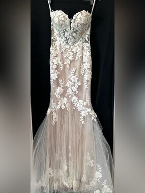 Designer Floral Appliqué Tulle fit to flair wedding dress